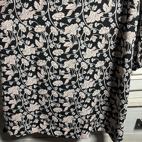 Mango MNG Black Pink Floral Puff‎ Sleeve Square Neck Rocio Mini Dress - Picture 5 of 10